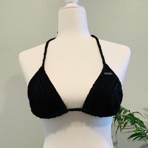 Roxy Black Crocheted Bikini Top